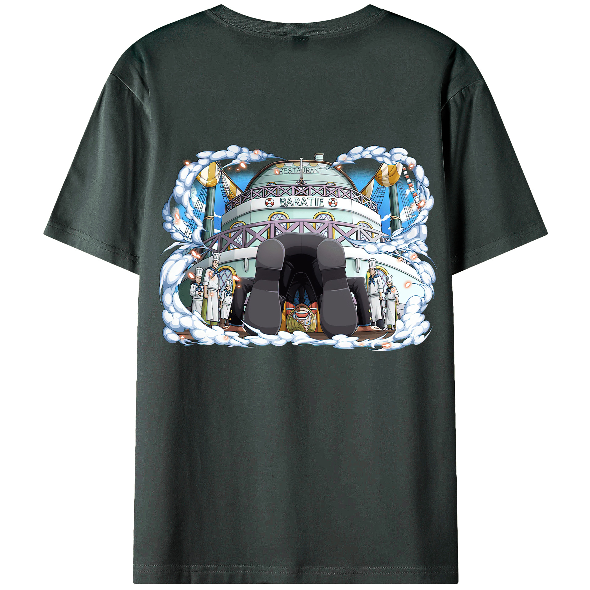 （画像用） ワンピース サンジ ONE PIECE Sanji 綿100％ メンズ半袖Tシャツ（バックプリント） 通気性